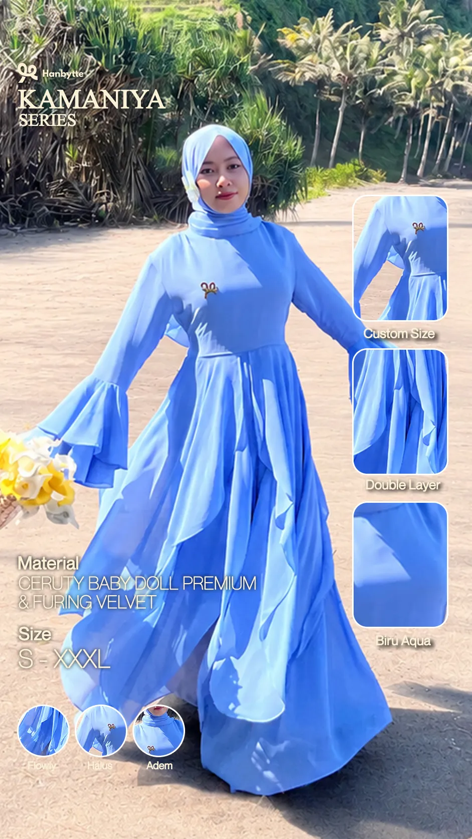 kamaniya dress aqua blue