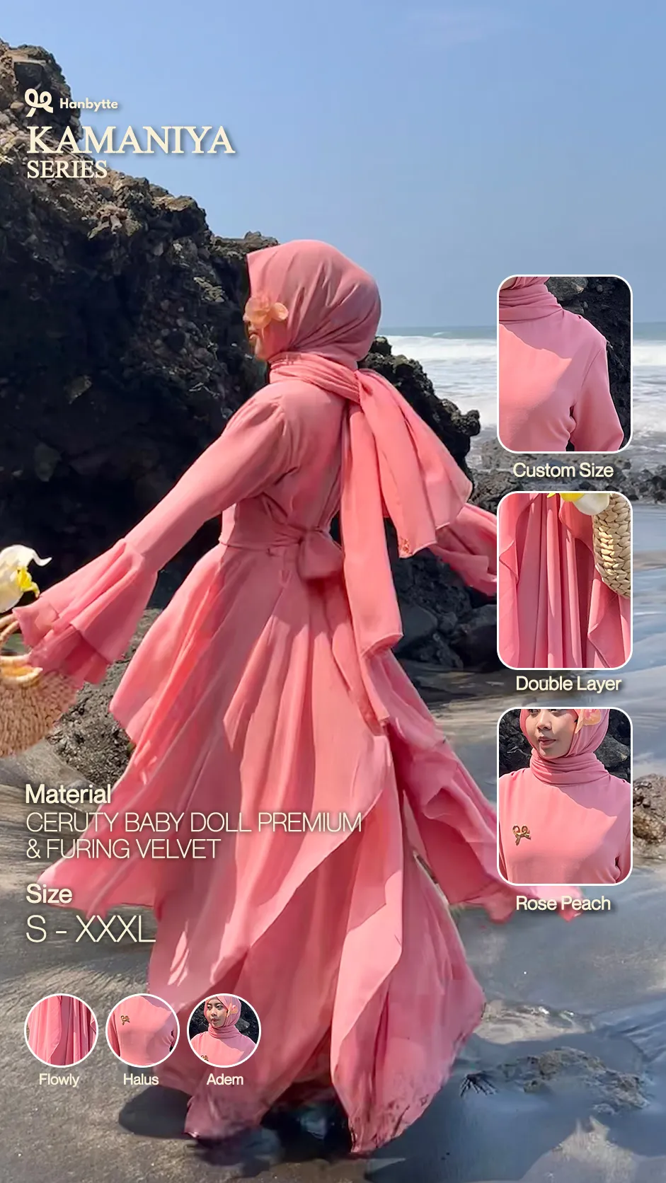 kamaniya dress rose peach
